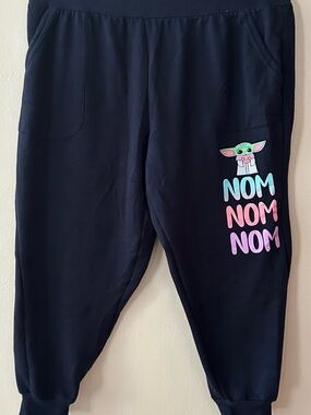 Star Wars Navy Jogger Pajama Pants with Baby Yoda 'Nom Nom Nom' Graphic